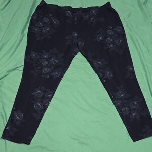 Navy Blue Floral Print Leggings